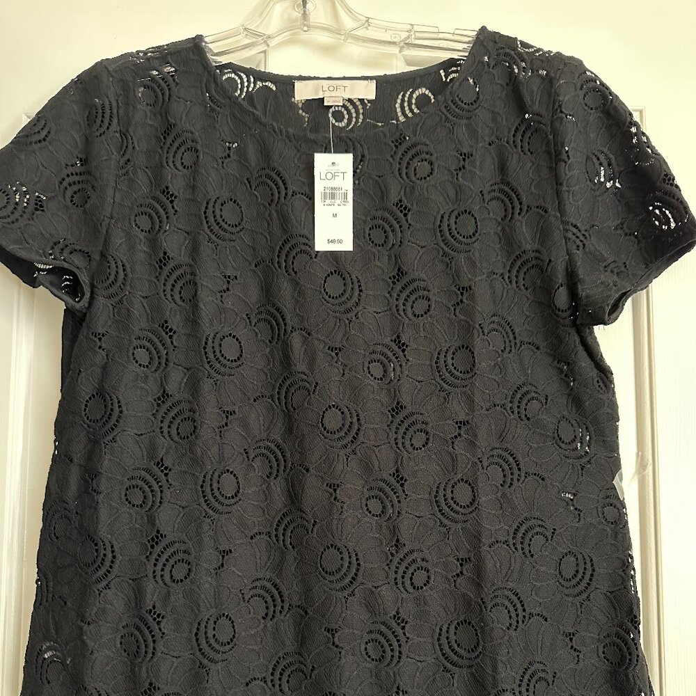 NWT Loft Black Lace Peplum Top